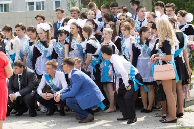 Petropavlovsk, Kazakhstan - May 25, 2016: The solemn event (last bell). Last call for school holidays. 