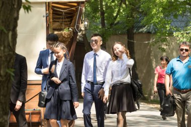 Petropavlovsk, Kazakhstan - May 25, 2016: The solemn event (last bell). Last call for school holidays. 