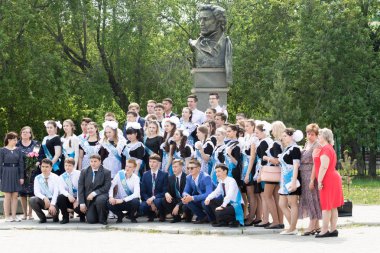 Petropavlovsk, Kazakhstan - May 25, 2016: The solemn event (last bell). Last call for school holidays. 