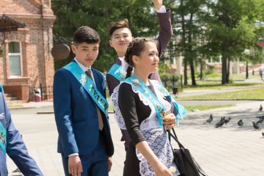 Petropavlovsk, Kazakhstan - May 25, 2016: The solemn event (last bell). Last call for school holidays. 