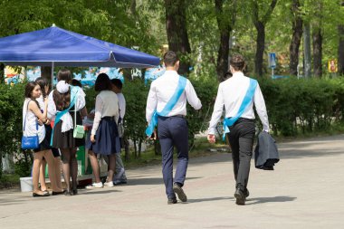 Petropavlovsk, Kazakhstan - May 25, 2016: The solemn event (last bell). Last call for school holidays. 