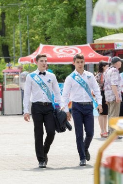 Petropavlovsk, Kazakhstan - May 25, 2016: The solemn event (last bell). Last call for school holidays. 