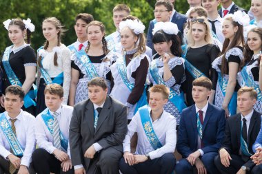 Petropavlovsk, Kazakhstan - May 25, 2016: The solemn event (last bell). Last call for school holidays. 