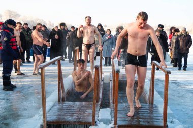 Petropavlovsk, Kazakistan. 19 Ocak 2018: Hıristiyan tatil 