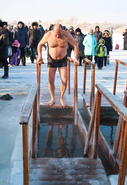 Petropavlovsk, Kazakistan. 19 Ocak 2018: Hıristiyan tatil 