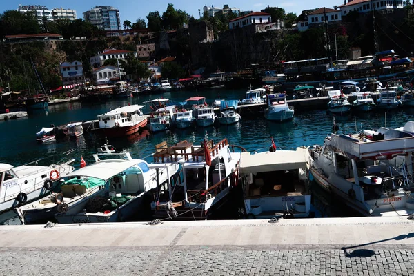 Antalya Turquia Junho 2017 Barcos Antigo Porto Antalya São Uma — Fotografia de Stock