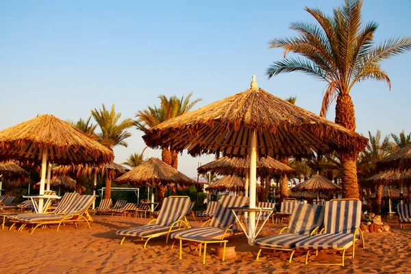 Mısır, Sharm El Sheikh -20 Temmuz 2018: plaj tatil, Bay Na'ama Bai, kumlu plaj denizin insanlar ölüyor. Red Sea'deki/daki Sina Yarımadası.