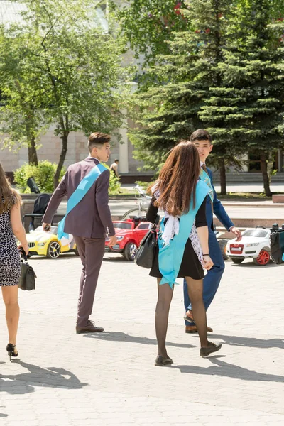 Petropavlovsk, Kazakhstan - May 25, 2016: The solemn event (last bell). Last call for school holidays. 