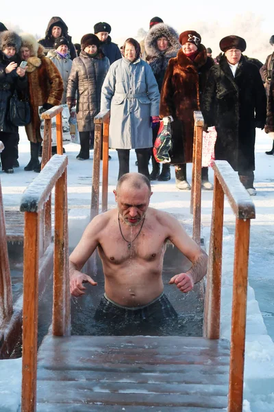 Petropavlovsk, Kazakistan. 19 Ocak 2018: Hıristiyan tatil 