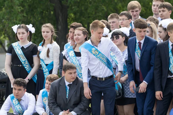 Petropavlovsk, Kazakhstan - May 25, 2016: The solemn event (last bell). Last call for school holidays. 