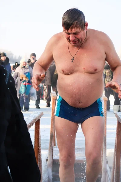 Petropavlovsk, Kazakistan. 19 Ocak 2018: Hıristiyan tatil 