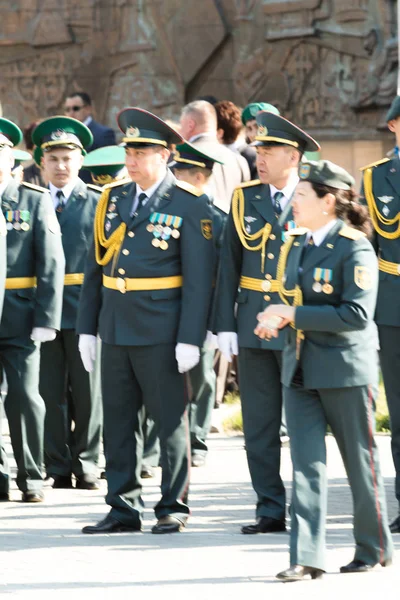 Petropavlovsk Toukokuu 2016 Yleinen Vapaapäivä Isänmaapäivän Puolustaja Vietetään Toukokuuta Kazakstanissa — kuvapankkivalokuva