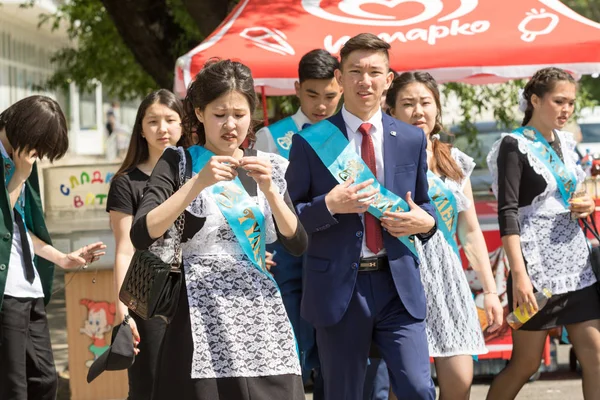 Petropavlovsk, Kazakhstan - May 25, 2016: The solemn event (last bell). Last call for school holidays. 