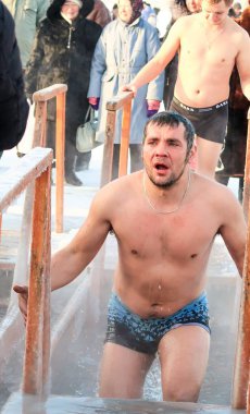 Petropavlovsk, Kazakistan. 19 Ocak 2018: Hıristiyan tatil 