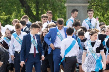 Petropavlovsk, Kazakhstan - May 25, 2016: The solemn event (last bell). Last call for school holidays. 