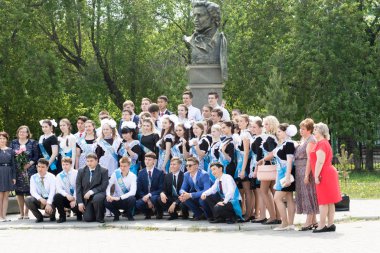 Petropavlovsk, Kazakhstan - May 25, 2016: The solemn event (last bell). Last call for school holidays. 