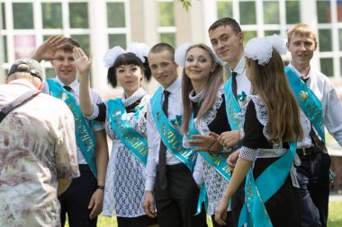 Petropavlovsk, Kazakhstan - May 25, 2016: The solemn event (last bell). Last call for school holidays. 