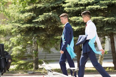 Petropavlovsk, Kazakhstan - May 25, 2016: The solemn event (last bell). Last call for school holidays. 