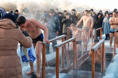 Petropavlovsk, Kazakistan. 19 Ocak 2018: Hıristiyan tatil 