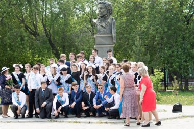 Petropavlovsk, Kazakhstan - May 25, 2016: The solemn event (last bell). Last call for school holidays. 