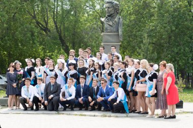 Petropavlovsk, Kazakhstan - May 25, 2016: The solemn event (last bell). Last call for school holidays. 