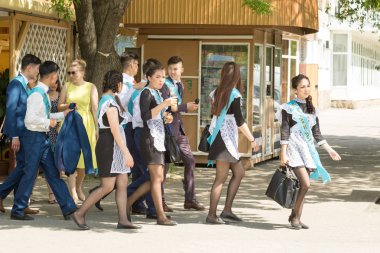 Petropavlovsk, Kazakhstan - May 25, 2016: The solemn event (last bell). Last call for school holidays. 
