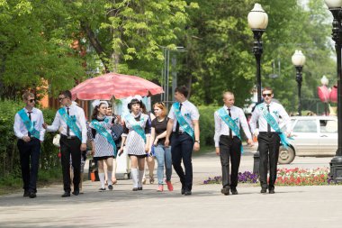 Petropavlovsk, Kazakhstan - May 25, 2016: The solemn event (last bell). Last call for school holidays. 