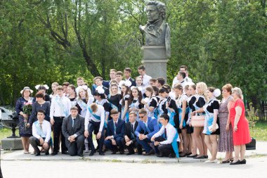 Petropavlovsk, Kazakhstan - May 25, 2016: The solemn event (last bell). Last call for school holidays. 