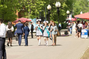 Petropavlovsk, Kazakhstan - May 25, 2016: The solemn event (last bell). Last call for school holidays. 