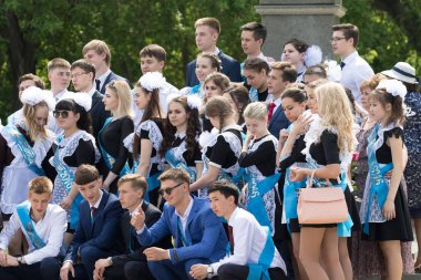 Petropavlovsk, Kazakhstan - May 25, 2016: The solemn event (last bell). Last call for school holidays. 