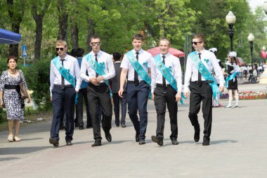 Petropavlovsk, Kazakhstan - May 25, 2016: The solemn event (last bell). Last call for school holidays. 