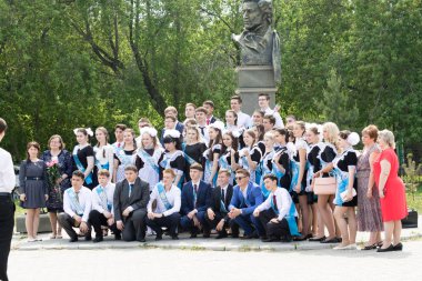 Petropavlovsk, Kazakhstan - May 25, 2016: The solemn event (last bell). Last call for school holidays. 