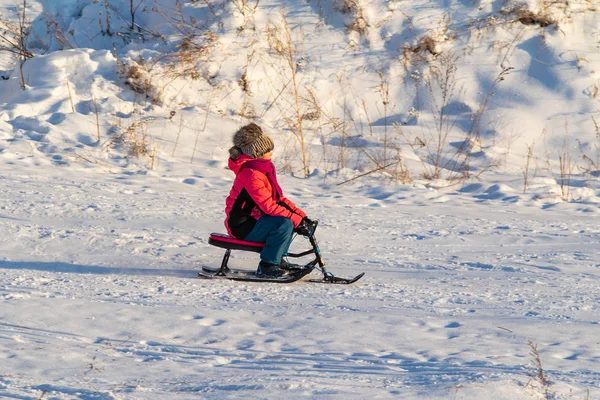 Petropavlovsk Kasachstan Dezember 2018 Kinder Und Eltern Fahren Winter Mit — Stockfoto