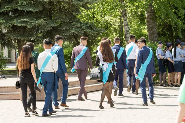 Petropavlovsk, Kazakhstan - May 25, 2016: The solemn event (last bell). Last call for school holidays. 