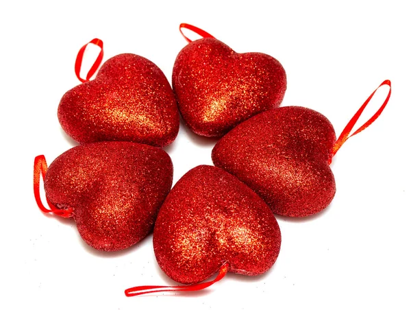 Een Rood Hart Een Witte Achtergrond Valentine Dag Mooi Concept — Stockfoto