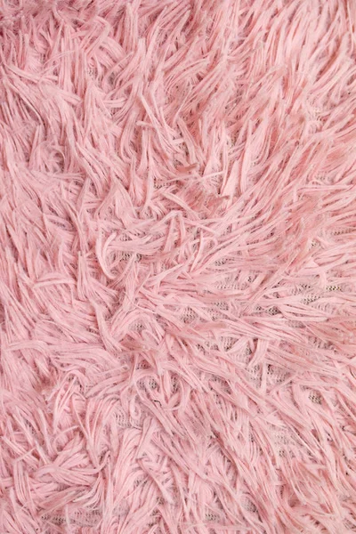 Fur Rug Pink Natural Wool Twists Texture Background Cotton Wool — Stock Photo, Image