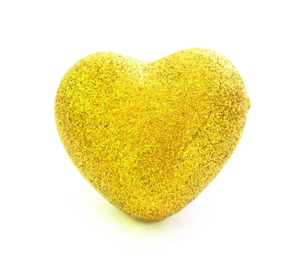 Golden Heart White Background Place Your Text — Stock Photo, Image