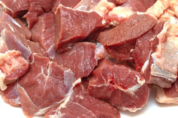 Mięsne Kawałki Mięsa Surowego — Zdjęcie stockowe