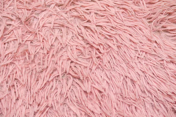 Fur Rug Pink Natural Wool Twists Texture Background Cotton Wool — Stock Photo, Image