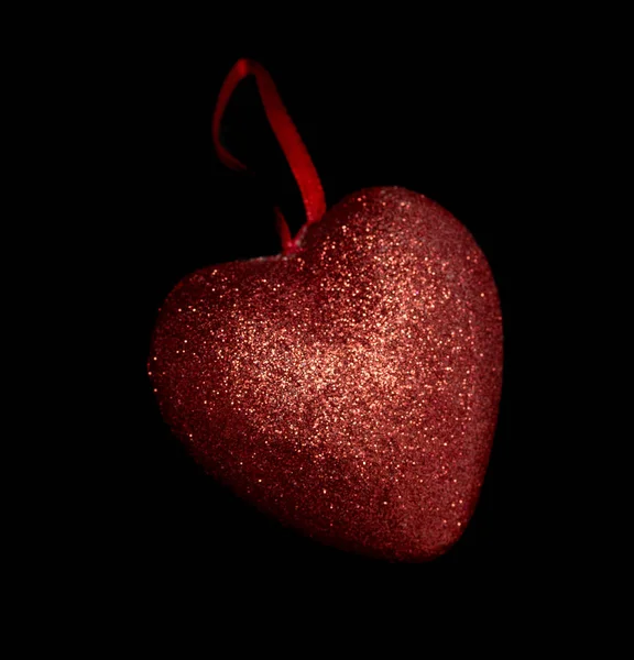 Cuore Rosso Sfondo Nero San Valentino Concetto Amore Romanticismo Giorno — Foto Stock