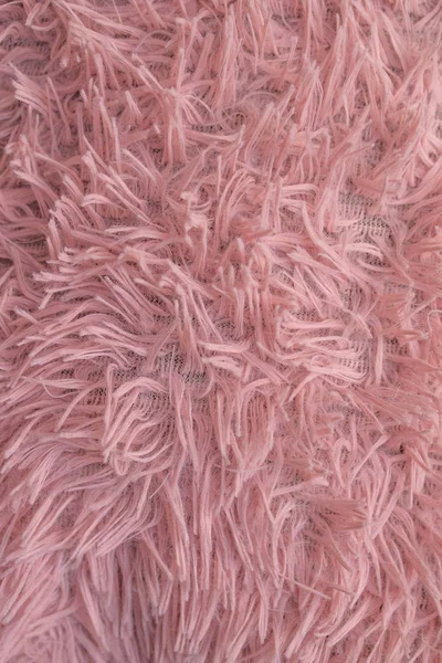 Fur Rug Pink Natural Wool Twists Texture Background Cotton Wool — Stock Photo, Image