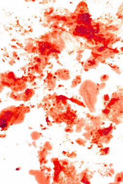 Kan sıçramak ya da soyut eğlenmek için beyaz arka plan üzerinde izole leke duvar dekorasyonu, üstten görünüm - stok görüntü