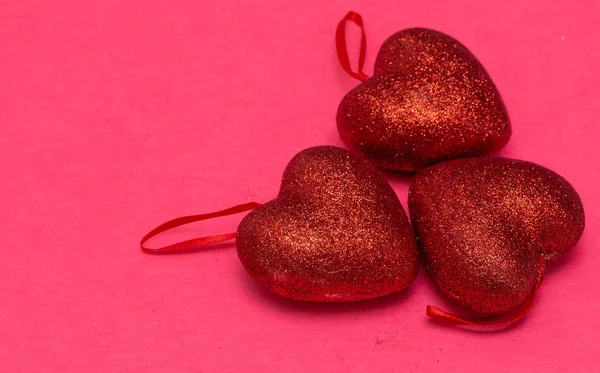 Coração Vermelho Fundo Rosa Dia São Valentim Fundo Bonito Corações — Fotografia de Stock