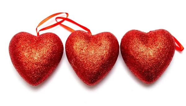 Ett Rött Hjärta Vit Bakgrund Hjärtans Dag Vackra Begreppet Kärlek — Stockfoto