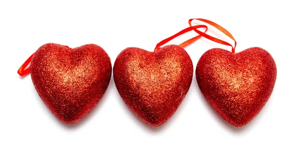 Een Rood Hart Een Witte Achtergrond Valentine Dag Mooi Concept — Stockfoto