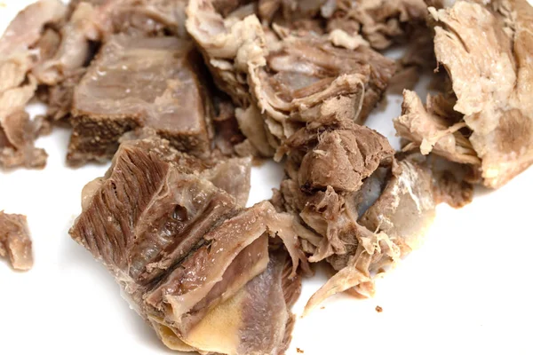 Haşlanmış Biftek Closeup Parçaları Gıda Arka Plan — Stok fotoğraf