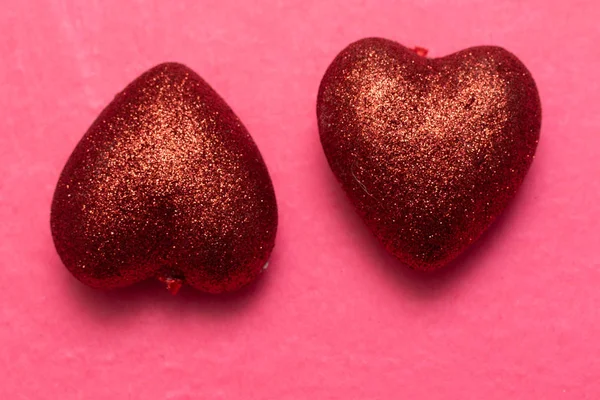 Rood Hart Een Roze Achtergrond Valentine Dag Mooie Achtergrond Van — Stockfoto