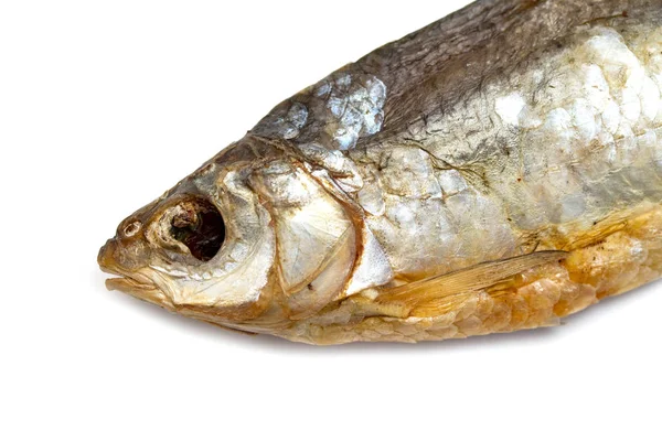 Suché Solení Ryb Plotice Izolovaných Bílém Pozadí Potraviny Pro Pivo — Stock fotografie