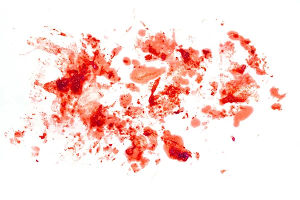 Splatter Sânge Sau Pată Izolată Fundal Alb Pentru Decorarea Abstractă — Fotografie, imagine de stoc