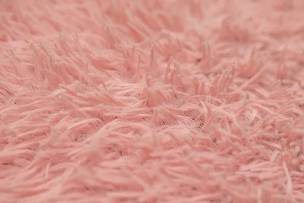 Szőrme Szőnyeg Rózsaszín Természetes Gyapjú Csavar Textúra Háttérrel Vatta Fehér — Stock Fotó